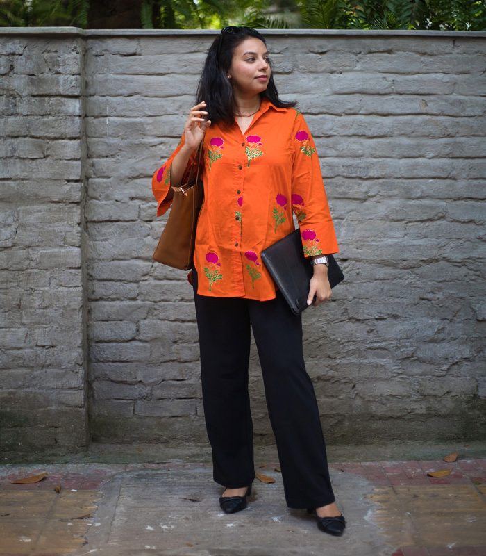 Women Premium Shirt - Orange Star
