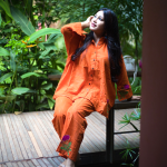 Women Premium Co-Ord Set - Orange Star